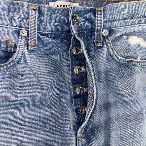 Agolde 90s Jeans Distressed Mid Rise Baggy Fit Button Fly Denim 25 Straight Leg - Picture 4 of 11